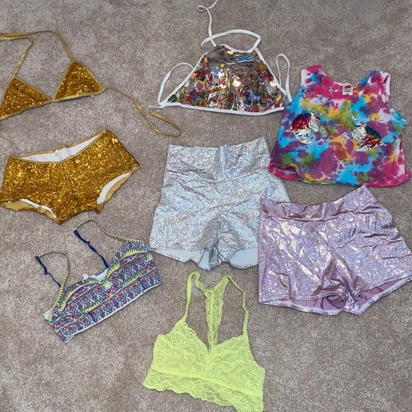 iHeartRaves Other - RAVE GIRL LOT - size small/medium booty shorts, crop tops, bralettes